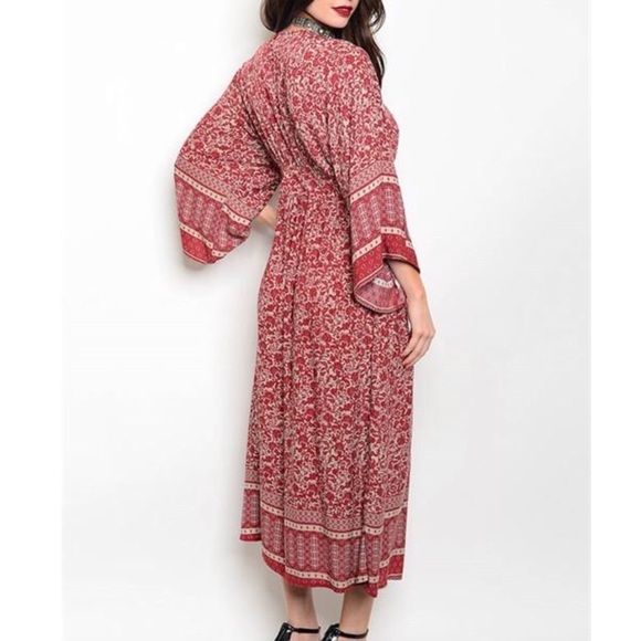 ❗️CLOSING SALE❗️Rust Taupe Kimono Sleeve MaxiDress - Picture 3 of 3